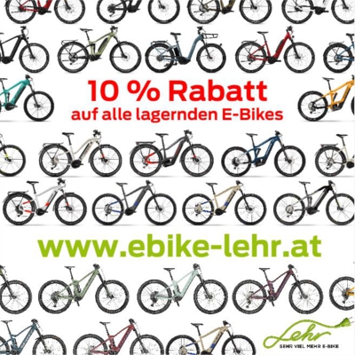 - 10% auf alle lagernden E-Bikes